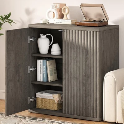 Рифленый сервант буфетный шкаф с местом для хранения, деревянный сервант шкаф с Doo... - Изображение 1 из 4