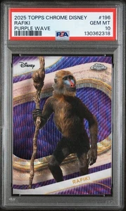2025 Topps Chrome Disney Rafiki #196 Purple Wave Refractor 72/75 PSA 10 - Picture 1 of 2