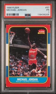 1986 FLEER #57 MICHAEL JORDAN ROOKIE RC PSA 1 - Image 1 of 2