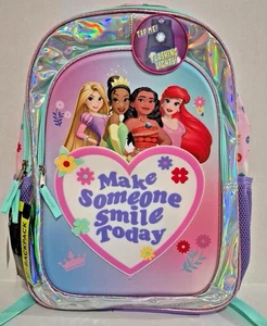 Zaino Principesse Disney 17" Moana Raperonzolo Ariel Sirena e Tiana Nuovo con etichette - Foto 1 di 9