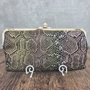HOBO Lauren Cartera Bolso sin asas Iridiscente Exótico Metálico Reptil Serpiente Estampado Cuero - Imagen 1 de 14