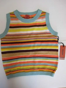 MISSONI for TARGET for Girls Striped Knit Sweater Vest, Blue Yellow Peach Wine - Picture 1 of 7