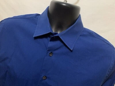 Express 1MX Extra Slim Fit Mens Sz 15 15 1/2 L/S Blue Cotton Blend Dress Shirt - Image 1 of 4