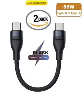 2 Pack USB C to USB C Cable 66W Fast Charging Lead Braided Type C Charger Cable - Picture 1 of 5