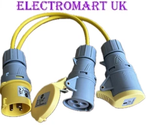 110V 16A PLUG TO 2 X SOCKETS SPLITTER SITE GENERATOR TRANSFORMER POWER CABLE - Picture 1 of 4