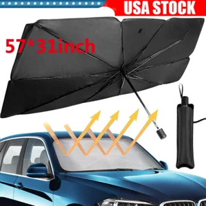 57*31in Car Sun Shade Umbrella Windshield Front Window UV Cover Visor Foldable - Picture 1 of 11