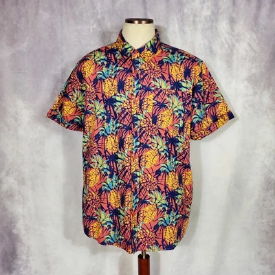 Joe Marlin Short Sleeve Hawaiian Pineapple Button Up Shirt 2XL XXL Tropical - Image 1 of 4