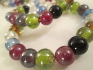 6 STRÄNGE MEHRFARBIGE GLASPERLEN - CA. Je 7 ZOLL   - Bild 1 von 7