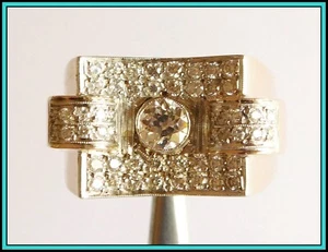 Vintge 1950s 18k Rose GOLD Dress Ring with DIAMONDS 0.68 + 0.84 - Size: 8¾ - Imagen 1 de 12