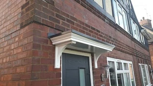 BRAND NEW GEORGIAN STYLE GRP DOOR CANOPY/RAIN PORCH PLUS CURVED GRP BRACKETS - Picture 1 of 4