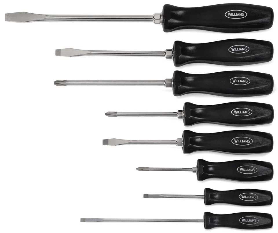 8pc ENDUROGRIP™ Premium Mixed Round Shank Screwdriver Set Williams USA #100P-8MD - Image 1 of 1