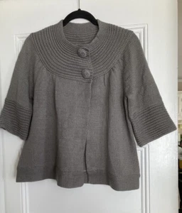 Apostrophe Short Knit Cardigan 3/4 Sleeve 2/3 Open Front Hunter Green M - Picture 1 of 10