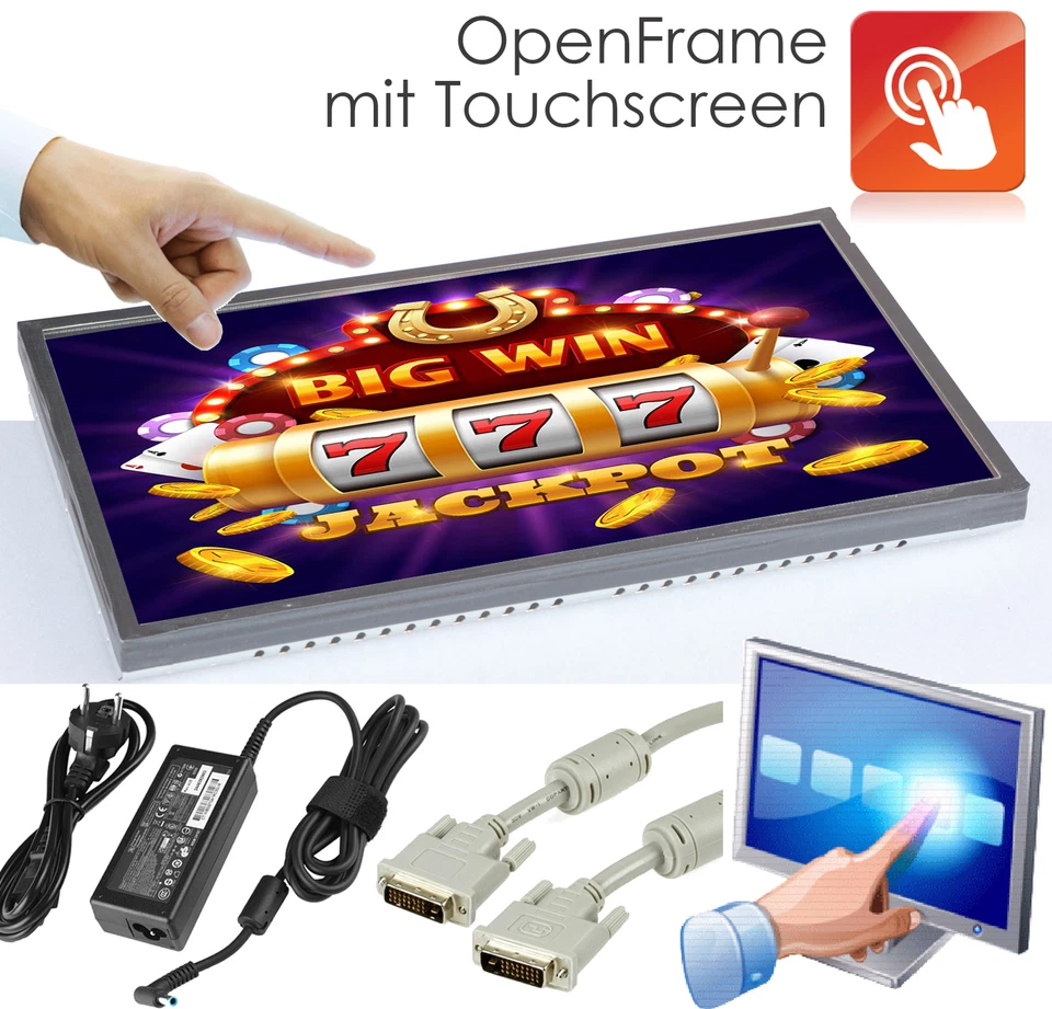 23,8" 60,5cm OPENFRAME TOUCHSCREEN MONITOR DISPLAY NOVOMATIC VGA DVI GAMEAUTOMAT - Bild 1 von 4