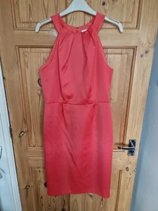 Womens Peach Coral Midi Occasion Party Pencil Dress Size 10 Formal - Imagen 1 de 2