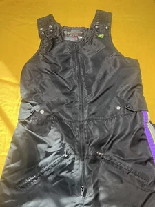 Vintage Arctic Cat Nylon Black Winter Snowmobile Snow Pants Bibs Medium Tall - Picture 1 of 5