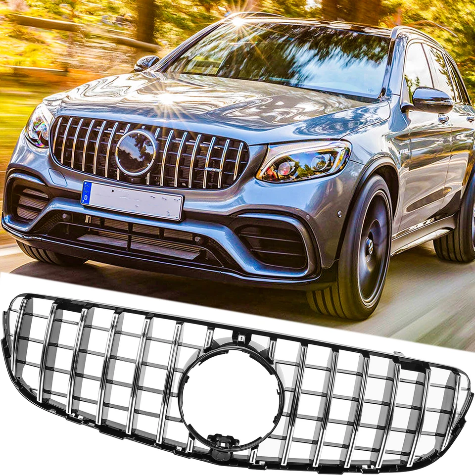 Rejilla delantera negra brillante para Mercedes Benz W253 X253 GLC300 GLC43 AMG 2016-2019 Foto 1 de 4