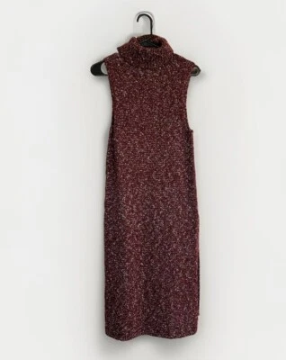 Anthropologie Burgundy Knit Tunic Sweater Turtleneck Maxi Top S Minimal Classic - Image 1 of 4
