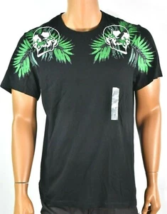 INC International Concept Mens T-shirt XL New Black Crew Neck Embroidery Leaf - Picture 1 of 5