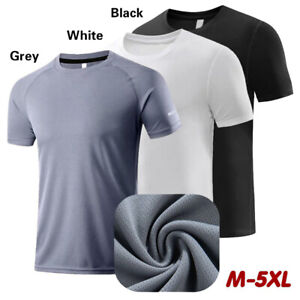 Mens Ice Silk T-shirt Quick Drying Stretch Mesh Tee Short Sleeve Blouse Tops