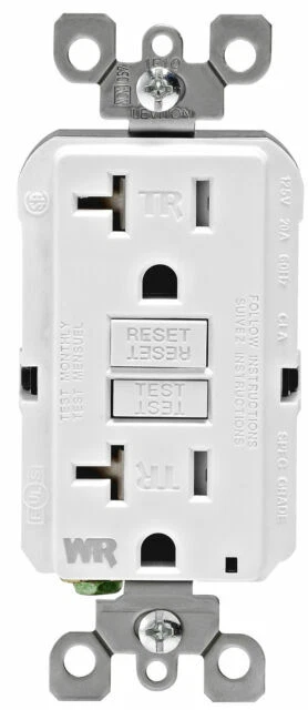 Leviton SmartlockPro 125V 20A Self-Test GFCI Weather and Tamper Resistant Outlet - White (R92-GFWT2-0KW)