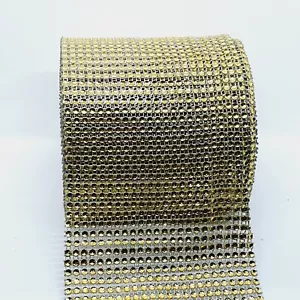 Nastro maglia decorazione torta strass effetto cristallo diamante oro 12 cm 1 m - Foto 1 di 1