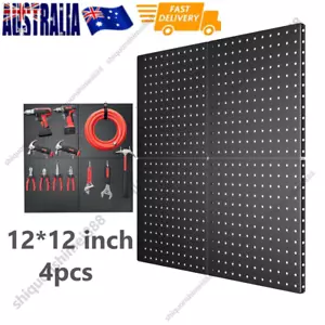 12"×12" 4×Black Metal Pegboard Panels for Kitchen Living Room Bathroom Office - Picture 1 of 15