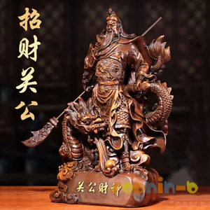 Chinese Fengshui Carving God General Kwan Guan Gong Dragon Resin Statue Figure - Picture 1 of 8