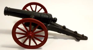 Vintage Red Spoke Wheel Cast Iron Black Field Cannon 10 1/2'' - Picture 1 of 4