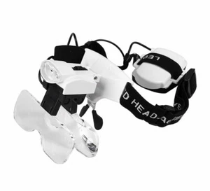 LED Illuminated Headband Magnifying Glass Low Vision Aid Beauty Magnifier Loupe - Picture 1 of 12