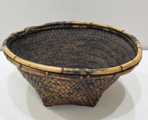 Indonesian Round Brown Rattan Basket Lombok Cover