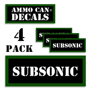 SUBSONIC Ammo Can 4x Labels Ammunition Case 3"x1.15" stickers decals 4 pack - Picture 1 of 2