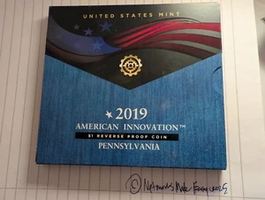 2019 S US Mint Pennsylvania REVERSE PROOF Vaccine Innovation $1 Box OGP 19GF - Picture 1 of 7