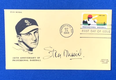 STAN MUSIAL SIGNED First DAY COVER FDC Cachet  1969  HOF NL BATTING CHAMP PSA - Image 1 of 2