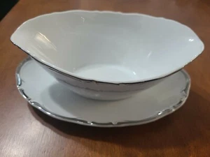 SEYEI china MARQUIS 4689 gravy bowl boat with attached underplate  - Picture 1 of 4
