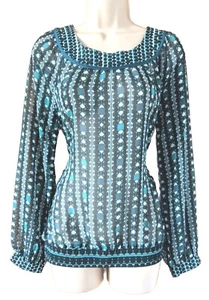 Esprit UK10 Black Geometric Print Sheer Top/Blouse VGC - Picture 1 of 12