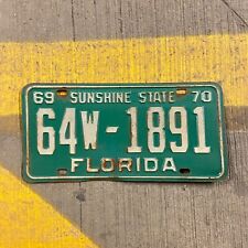 1969 1970 Florida License Plate 64W1891 Collier County Ford Chevy YOM DMV Clear