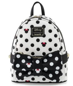 NWT Loungefly Minnie Mouse Polka Dot Black & White Mini Backpack LE 1000 IN HAND - Picture 1 of 2