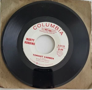 Marty Robbins "Tonight Carmen & Waiting In Reno" 45 RPM 7" (Radio Station Copy) - Foto 1 di 2