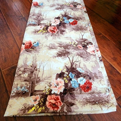 Tela de corteza Art Deco de colección Regencia 5+ yardas patio camino flores azul pop Foto 1 de 4