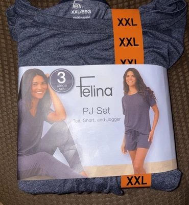 Juego de salón Felina de 3 piezas para mujer, azul marino, talla XXL Foto 1 de 2