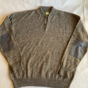 Cabela's Henley Sweater Wool Blend Men’s Size 2XL Tall Gray Patches USA - Picture 1 of 11