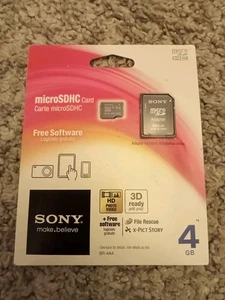 SONY brand new, sealed, micro sdhc 4gb card plus adapter - Picture 1 of 3