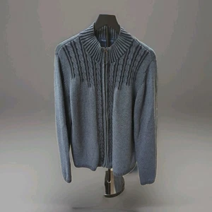 Karen Scott Women's Full Zip Sweater Blue Cable Front Long Sleeve Size XL - Picture 1 of 8