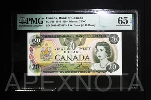 CANADA $20 20 DOLLAR 1979 BC-54b PMG 65 GEM UNC EPQ QEII SIGN CROW BOUEY - Picture 1 of 2