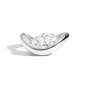 Anillo de Compromiso Semi Montaje Corte Marquesa Ajuste Sólido Platino 950 Tallas 5 6 7 - Imagen 1 de 9
