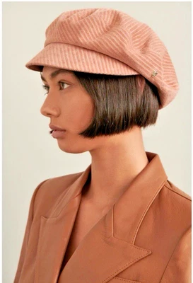 Helen Kaminski Cala Newsboy Cap Velvet Corduroy Pin Dot Lined Beret Wide Angled - Image 1 of 4