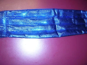 BLUE Lame' Cummerbund  Satin Polyester - Picture 1 of 1