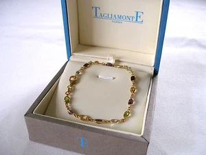 TAGLIAMONTE, Italy- 14K Gold 6.7 Ct. Multi Gem Tennis Bracelet - Picture 1 of 9