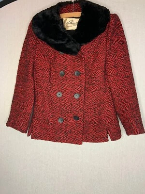 De Colección George Carmel Rockabilly 50’s Abrigo Piel Mujer’s Chaqueta Espiga Tweed S Foto 1 de 4