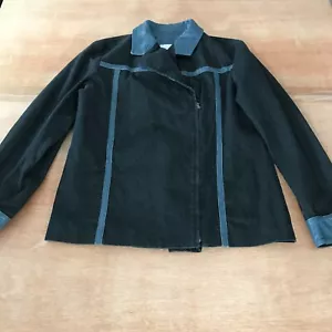 Rena Lange Jacket Women Large Black Full Zip Long Sleeve Collared Windbreaker - Picture 1 of 10